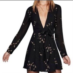 Reformation Black Floral Mini Dress